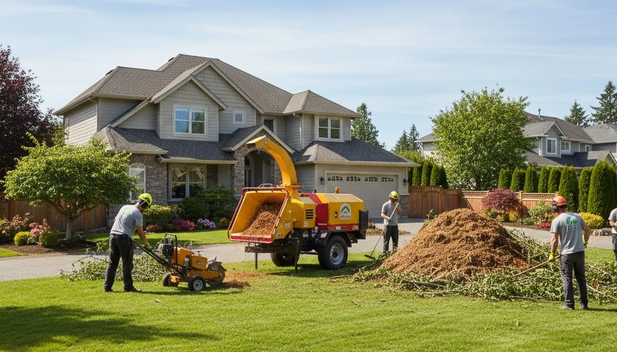 Completed tree removal and yard restoration by professional crew in Bellevue, WA