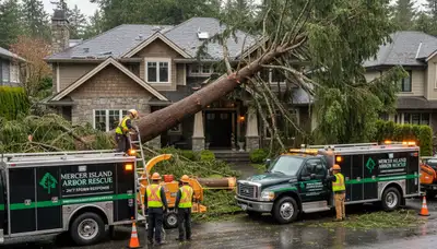 Emergency tree removal after storm damage in Mercer Island, WA by Bellevue tree service experts