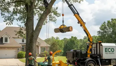 Professional tree removal and trimming service crew in Bellevue, WA clearing large maple trees