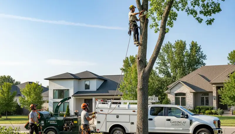 Professional tree removal service in Bellevue, WA trimming tall Douglas fir and maple trees
