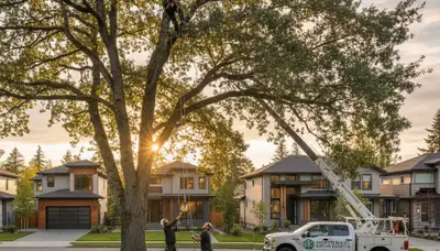 Professional tree removal service crew working safely in Bellevue, WA