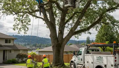 Professional tree removal service in Bellevue WA safely cutting and clearing large trees